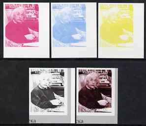 Kyrgyzstan 1999 Albert Einstein from 20th Century Culture (Famous People) the set of 5 imperf progressive proofs comprising the 4 individual colours plus all 4-colour composite unmounted mint, stamps on , stamps on  stamps on personalities, stamps on science, stamps on nobel, stamps on mathsphysics, stamps on judaica, stamps on  stamps on millennium, stamps on  stamps on personalities, stamps on  stamps on einstein, stamps on  stamps on science, stamps on  stamps on physics, stamps on  stamps on nobel, stamps on  stamps on maths, stamps on  stamps on space, stamps on  stamps on judaica, stamps on  stamps on atomics