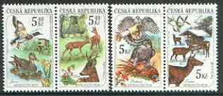 Czech Republic 2000 Hunting the 4 Seasons set of 4 (2 se-tenant pairs) unmounted mint, stamps on , stamps on  stamps on hunting, stamps on birds, stamps on birds of prey, stamps on deer, stamps on game, stamps on ducks