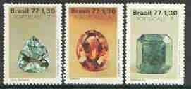Brazil 1977 Portucale 77 Thematic Stamp Exhibition (Gem Stones) set of 3 unmounted mint, SG 1690-92, stamps on minerals, stamps on stamp exhibitions