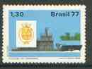 Brazil 1977 Naval Patrol Boat & Badge (from National Integration set) unmounted mint SG 1695, stamps on , stamps on  stamps on ships, stamps on badges
