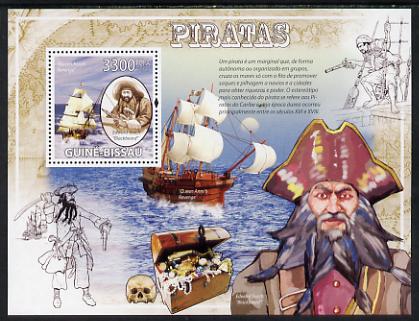 Guinea - Bissau 2009 Pirates & Ships perf s/sheet unmounted mint, stamps on pirates, stamps on ships, stamps on jewellry