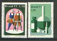 Brazil 1977 Industrial Protection & Safety set of 2 unmounted mint, SG 1656-57, stamps on safety, stamps on industry, stamps on laboratory