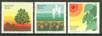 Brazil 1983 Agriculture Research set of 3 unmounted mint, SG 2009-11, stamps on agriculture, stamps on food, stamps on trees