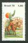 Brazil 1978 Day of the Book (Gaucho & Cactus) unmounted mint SG 1741*, stamps on books, stamps on cacti, stamps on horse, stamps on cattle, stamps on horses