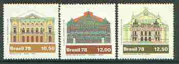 Brazil 1978 Brazilian Theatres set of 3 unmounted mint, SG 1751-53, stamps on theatre