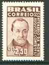 Brazil 1957 Death Centenary of Comte (philosopher) unmounted mint, SG 967, stamps on philosophy, stamps on personalities
