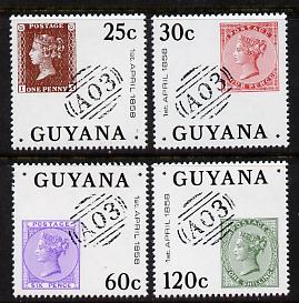 Guyana 1983 Stamp Anniversary set of 4 unmounted mint, SG 1172-5, stamps on , stamps on  stamps on postal, stamps on  stamps on stamp on stamp, stamps on  stamps on stamponstamp