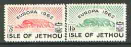 Jethou 1962 Europa (View of Island & Crest) perf set of 2 unmounted mint*, stamps on europa