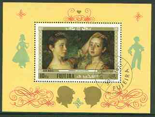 Fujeira 1972 Paintings with Children perf m/sheet (Gainsborough) fine cto used, Mi BL 93A, stamps on , stamps on  stamps on arts, stamps on children, stamps on gainsborough