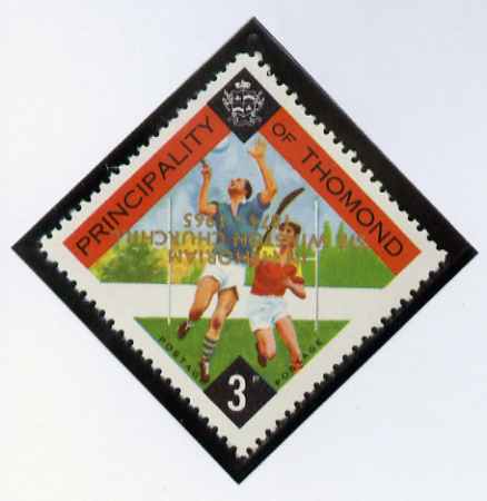 Thomond 1965 Hurling 3d (Diamond-shaped) with 'Sir Winston Churchill - In Memorium' overprint in gold with opt inverted* unmounted mint, stamps on , stamps on  stamps on hurling, stamps on sport, stamps on churchill, stamps on 