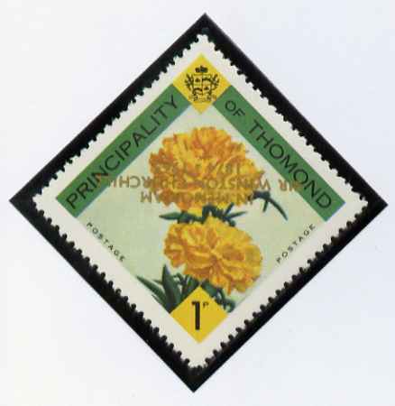 Thomond 1965 Carnation 1d (Diamond-shaped) with Sir Winston Churchill - In Memorium overprint in gold with opt inverted unmounted mint*, stamps on flowers, stamps on churchill