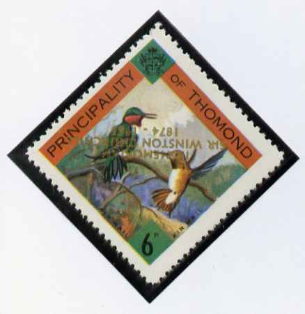 Thomond 1965 Hummingbirds 6d (Diamond-shaped) with Sir Winston Churchill - In Memorium overprint in gold with opt inverted unmounted mint*, stamps on birds, stamps on humming-birds, stamps on hummingbirds, stamps on churchill, stamps on 