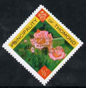 Thomond 1965 Roses 1/2p (Diamond shaped) with Sir Winston Churchill - In Memorium overprint in gold with opt doubled unmounted mint*, stamps on flowers, stamps on roses, stamps on churchill