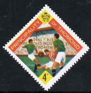 Thomond 1965 Football 4d (Diamond shaped) with 'Sir Winston Churchill - In Memorium' overprint in gold with opt inverted unmounted mint*, stamps on , stamps on  stamps on football, stamps on sport, stamps on churchill, stamps on 