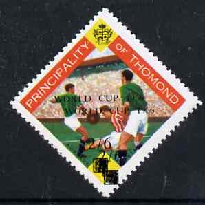 Thomond 1965 Football 4d (Diamond shaped) surcharged 2s6d World Cup 1966, opt doubled unmounted mint*, stamps on football, stamps on sport