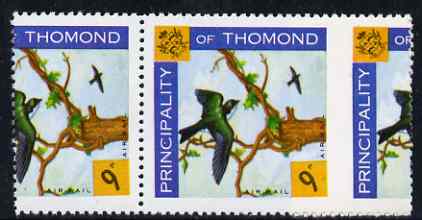 Thomond 1960 Martin 9d (Diamond-shaped) def unmounted mint pair with inner perfs misplaced by 11 mm, stamps on , stamps on  stamps on birds