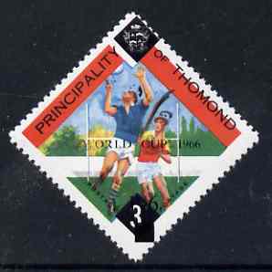 Thomond 1966 Hurling 3d (Diamond shaped) unmounted mint surcharged 1s6d World Cup 1966 with black misplaced by 1.5 mm