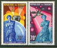 Dahomey 1968 Exploration of Planet Venus set of 2 unmounted mint, SG 315-16*, stamps on space, stamps on planets, stamps on venus, stamps on sculpture, stamps on statue, stamps on astrology