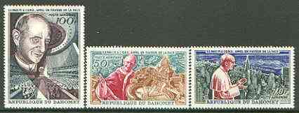 Dahomey 1966 Pope Paul's Visit to UN set of 3, unmounted mint, SG 254-56, stamps on , stamps on  stamps on pope, stamps on united nations, stamps on 