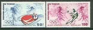 Chad 1972 Sapporo Winter Olympics set of 2 unmounted mint, SG 355-56*, stamps on olympics, stamps on skiing, stamps on sled