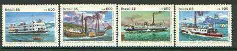 Brazil 1985 150th Anniversary of Ferry Service set of 4 unmounted mint, SG 2194-97, stamps on ships, stamps on paddle steamers