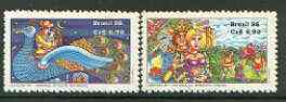 Brazil 1986 Lubrapex 86  Stamp Exhibition set of 2 unmounted mint, SG 2260-61, stamps on birds, stamps on stamp exhibitions