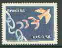 Brazil 1986 25th Anniversary of Amnesty International unmounted mint, SG 2218*, stamps on human rights, stamps on chains, stamps on birds, stamps on slavery, stamps on nobel, stamps on peace