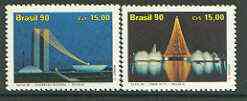 Brazil 1990 Christmas (Lights) set of 2 unmounted mint SG 2456-57*, stamps on christmas, stamps on energy, stamps on  tv , stamps on 