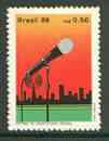 Brazil 1986 National Radio unmounted mint, SG 2247*, stamps on radio, stamps on  tv , stamps on education, stamps on microphone