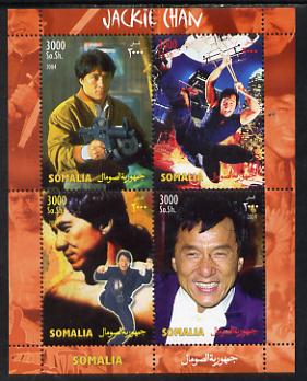 Somalia 2004 Jackie Chan perf sheetlet containing 4 values unmounted mint, stamps on , stamps on  stamps on personalities, stamps on  stamps on films, stamps on  stamps on cinema, stamps on  stamps on movies