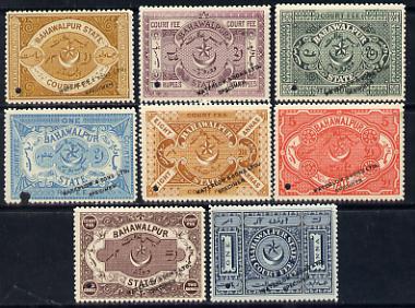 Bahawalpur 1900 Court Fee proof set of 8 values (1a to 10r) each opt