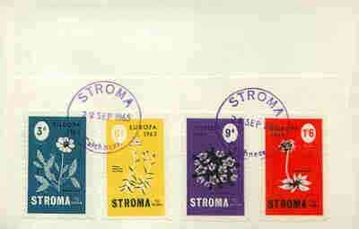 Stroma 1965 Europa (Flowers) perf set of 4 on reverse of cover to London which bears the normal 4d UK inland rate. Note: I have several of these covers so the one you receive may be slightly different to the one illustrated, stamps on europa, stamps on flowers, stamps on 