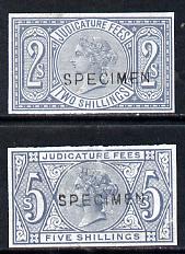 Great Britain 1876 Judicature Fees imperf 2s green & 5s green both unmounted & each opt'd SPECIMEN, stamps on , stamps on  stamps on , stamps on  stamps on  law , stamps on  stamps on  qv , stamps on  stamps on cinderella, stamps on  stamps on  qv , stamps on  stamps on 