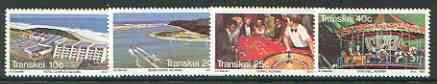Transkei 1983 Wildcoast Holidays set of 4 unmounted mint, SG 121-24, stamps on , stamps on  stamps on tourism, stamps on  stamps on hotels, stamps on  stamps on carousels, stamps on  stamps on circus, stamps on  stamps on water skiing, stamps on  stamps on gambling