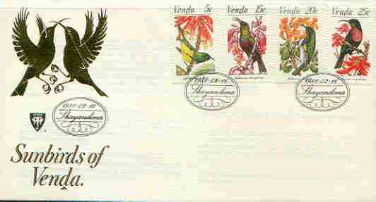 Venda 1981 Sunbirds set of 4 on illustrated cover with first day cancels, SG 38-41, stamps on , stamps on  stamps on birds, stamps on sunbirds