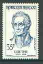 France 1957 Goethe 35f (from Famous Men set) unmounted mint SG 1363*, stamps on , stamps on  stamps on personalities, stamps on  stamps on literature, stamps on  stamps on poetry, stamps on  stamps on masonics, stamps on  stamps on masonry