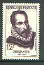 France 1957 Cervantes 12f (from Famous Men set) unmounted mint SG 1359*, stamps on personalities, stamps on literature