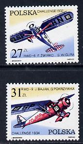 Poland 1982 Aircraft Challenge Competition set of 2 unmounted mint, SG 2808-9*, stamps on , stamps on  stamps on aviation