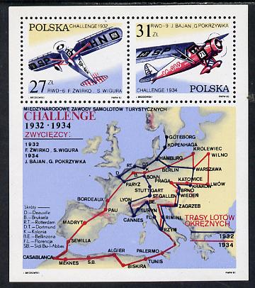 Poland 1982 Aircraft Challenge Competition m/sheet unmounted mint SG MS 2810, stamps on aviation  maps