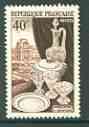 France 1953 Porcelain & Cut Glass 40f (from National Industries set) unmounted mint SG 1168*, stamps on pottery, stamps on ceramics, stamps on glass