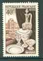 France 1953 Porcelain & Cut Glass 40f (from National Industries set) unmounted mint SG 1168*, stamps on , stamps on  stamps on pottery, stamps on ceramics, stamps on glass