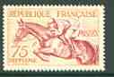 France 1953 Horse Jumping 75f (from sports set) unmounted mint SG 1190*, stamps on sport, stamps on horses, stamps on 