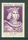 France 1955 National Relief Fund - King Philippe-Auguste unmounted mint, SG 1253*, stamps on , stamps on  stamps on personalities, stamps on royalty, stamps on religion, stamps on crusades