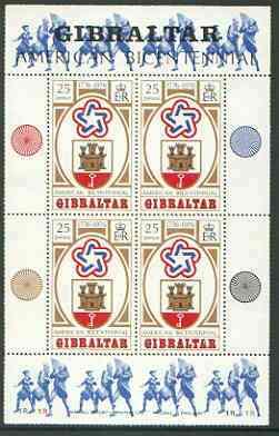 Gibraltar 1976 Bicentenary of American Revolution m/sheet unmounted mint, SG MS 362, stamps on , stamps on  stamps on americana, stamps on  stamps on revolutions