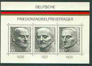 Germany - West 1975 Nobel Peace Prize Winners perf m/sheet unmounted mint, SG MS 1767, stamps on , stamps on  stamps on personalities, stamps on nobel, stamps on newspapers