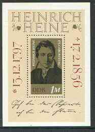 Germany - East 1972 Birth Anniversary of Heinrich Heine (poet) m/sheet unmounted mint, SG MS E1531, stamps on personalities, stamps on literature, stamps on poetry