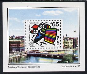 Poland 1986 Bird 'Stockholmia 86' Stamp Exhibition m/sheet unmounted mint (SG MS 3061), stamps on birds       stamp exhibitions
