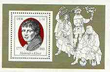 Germany - East 1977 Birth Bicentenary of Heinrich von Kleist (poet) m/sheet unmounted mint, SG MS E1982, stamps on , stamps on  stamps on personalities, stamps on literature, stamps on poetry