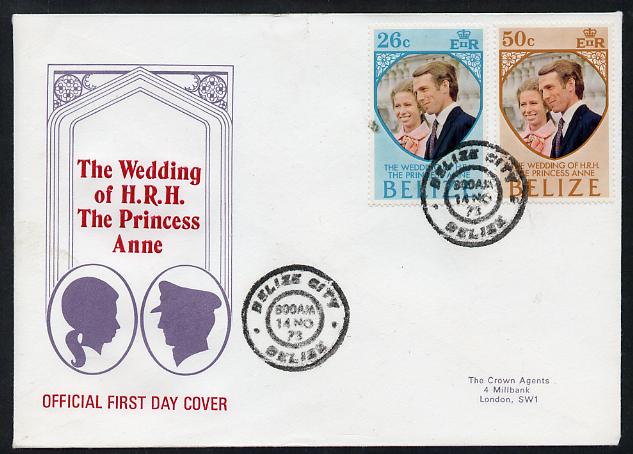 Belize 1973 Royal Wedding set of 2 on illustrated cover with first day cancel, stamps on , stamps on  stamps on royalty       anne & mark