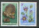 Luxembourg 1970 Nature Conservation Year set of 2 unmounted mint SG 852-53*, stamps on nature, stamps on flowers, stamps on hedgehogs